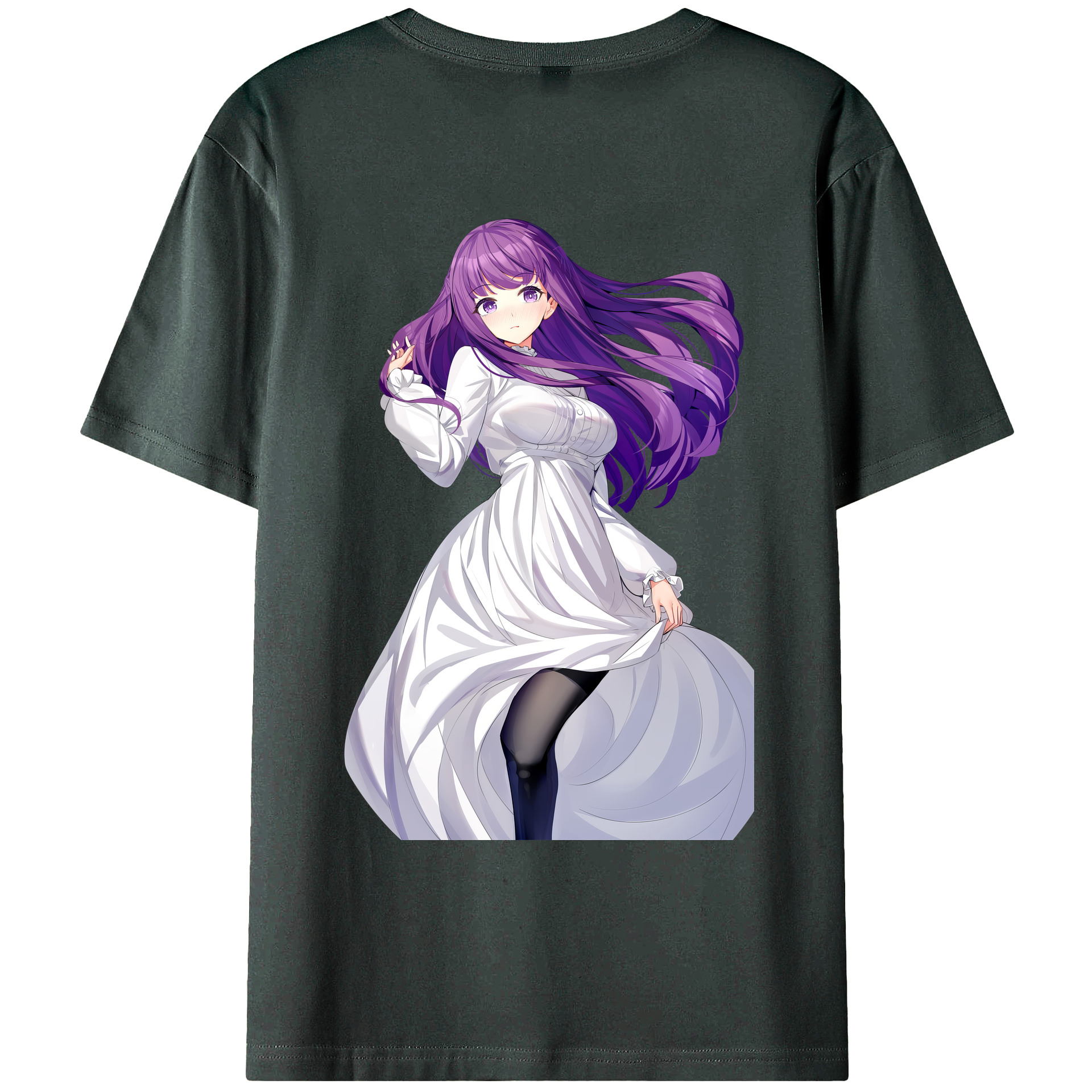 （画像用） 葬送のフリーレン Frieren 綿100％ メンズ半袖Tシャツ（バックプリント） 通気性